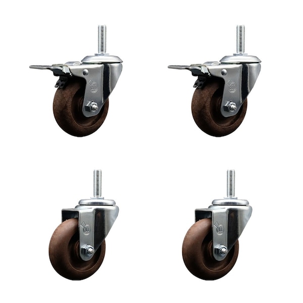 Service Caster 35 Inch High Temp Glass Filled Nylon 58 Inch Stem Caster Set 2 Total Lock Brakes SCC-TSTTL20S3514-GFNSHT-58212-2-S-2 - main
